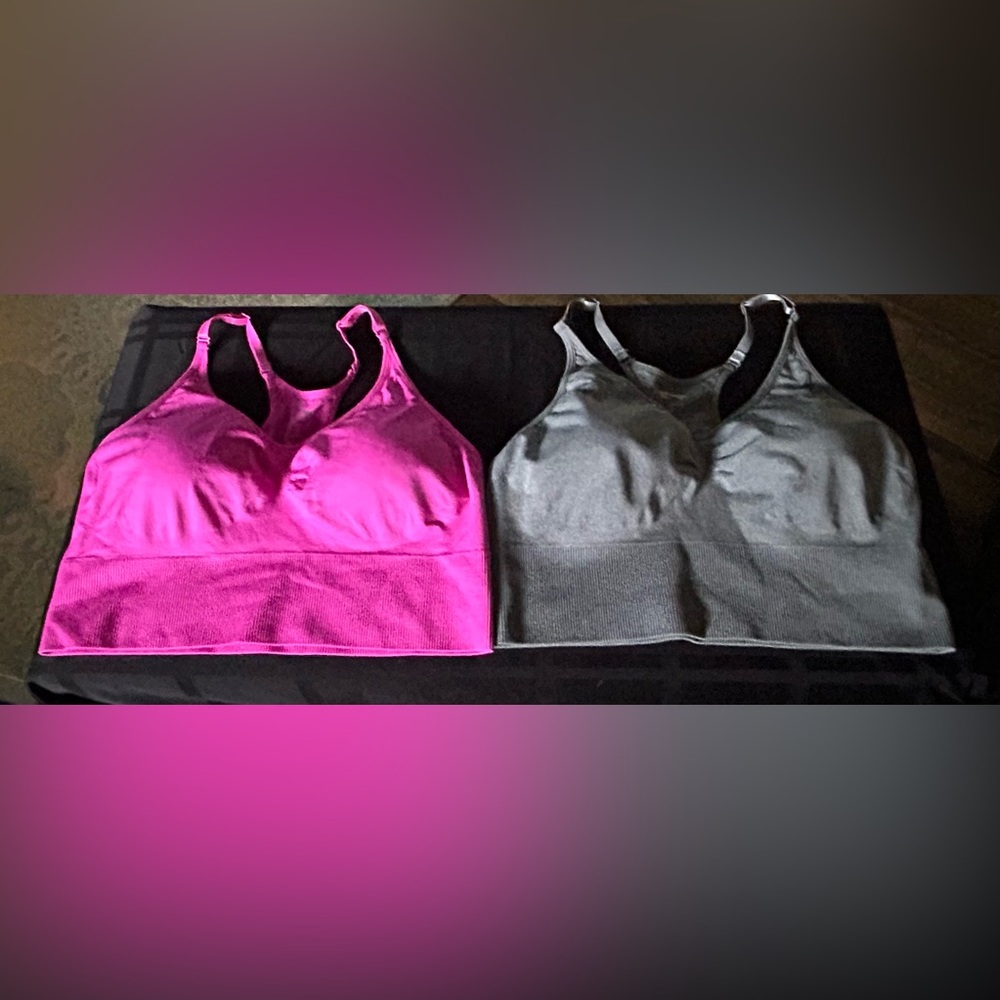 2- Junior Cascade Sport Performance Pink & Gray Sports Bras XXL
